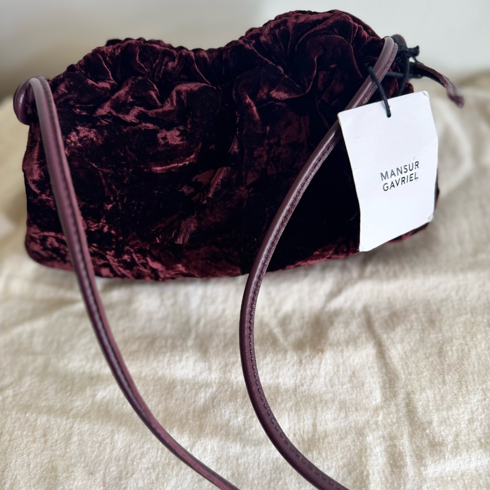 Mansur Gavriel Deep Burgundy Velvet Shoulder Bag